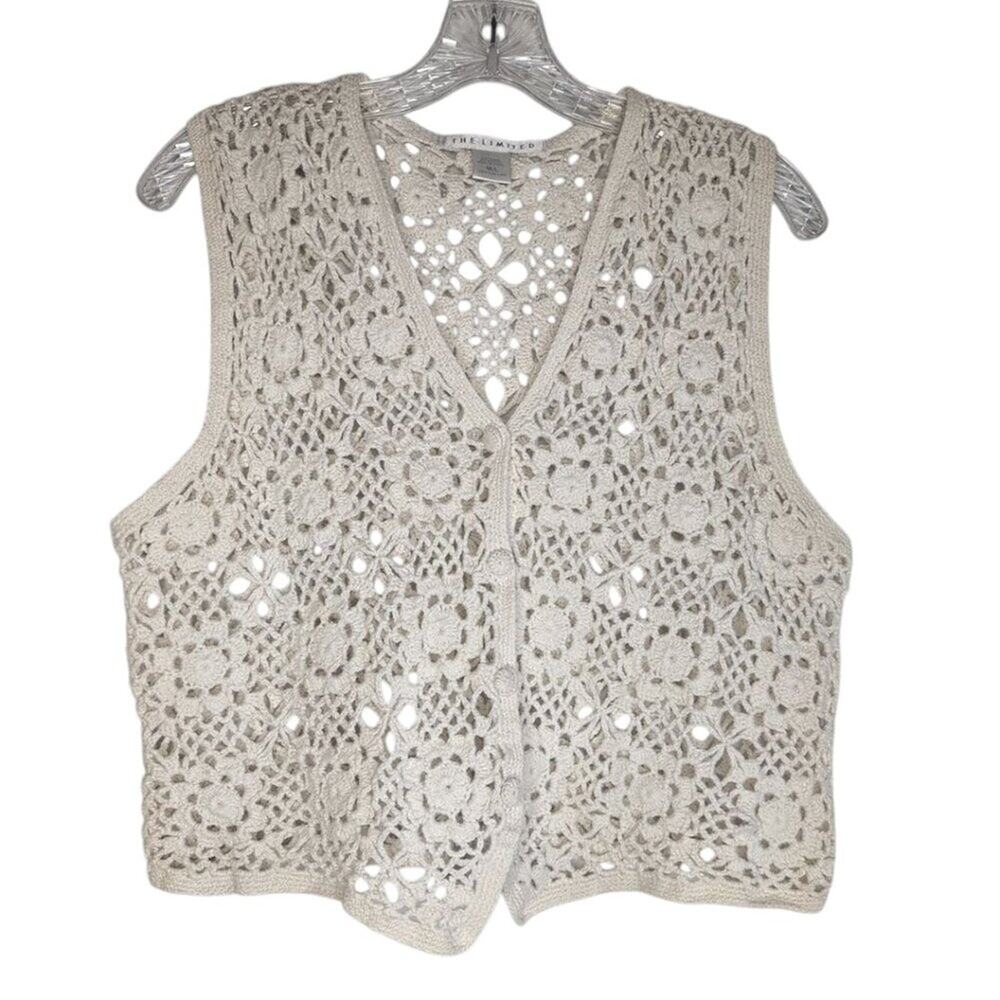 The Limited cream crocheted vest, size M/L, Boho, Festival, Spring/Summer